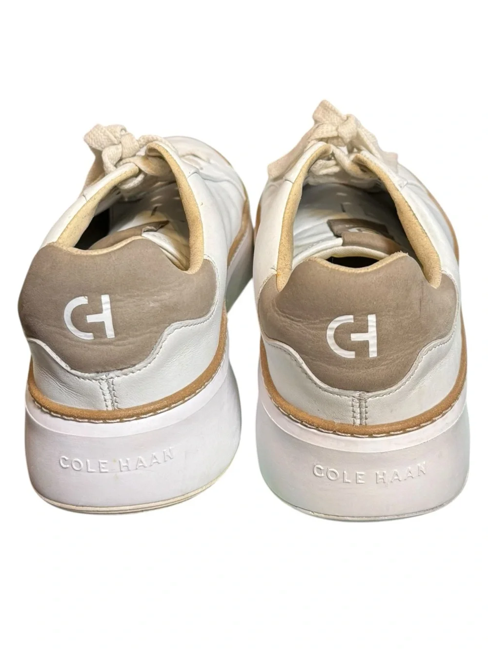 Cole Haan GrandPrø Topspin Leather Platform Sneakers White Beige US 8.5 B - Picture 3 of 9